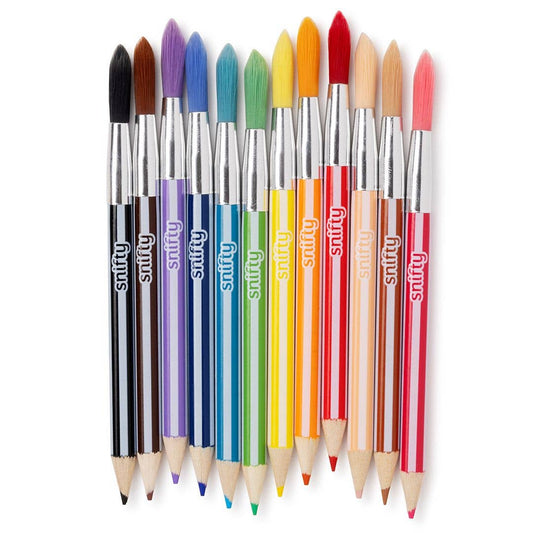 LIL' Colorbrush set of 12 colored watercolor pencil paintbrushes with silver ferrules
