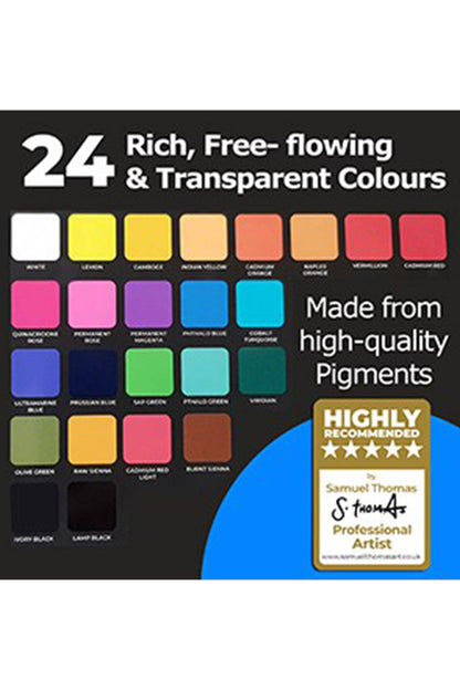 Zieler Premium 24 Half Pan Watercolor Set with Brushes