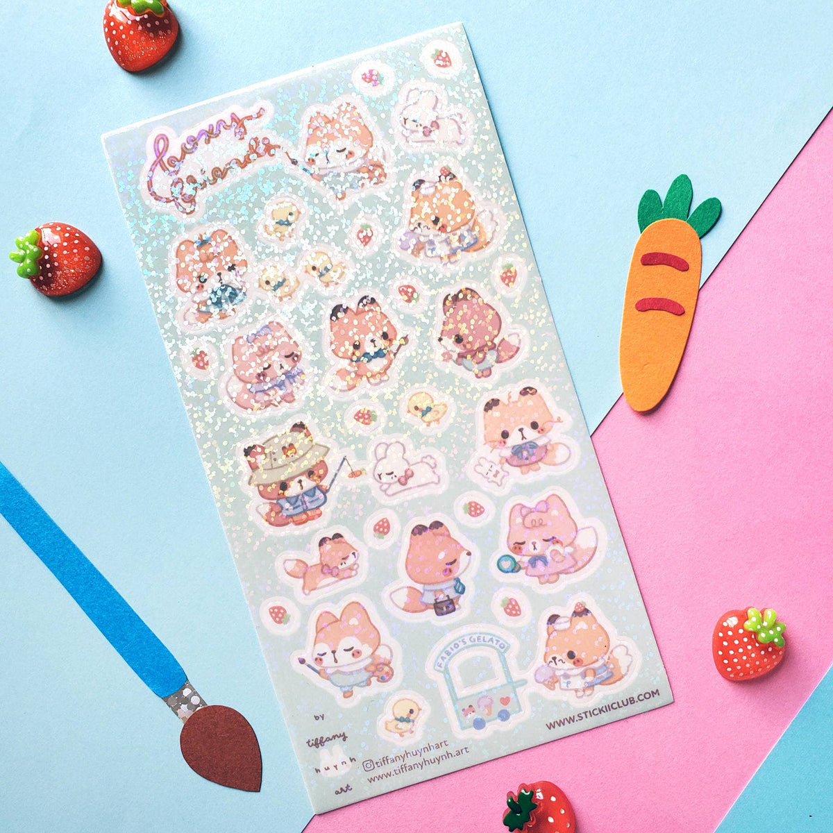 Sparkly Foxy Friends Sticker Sheet