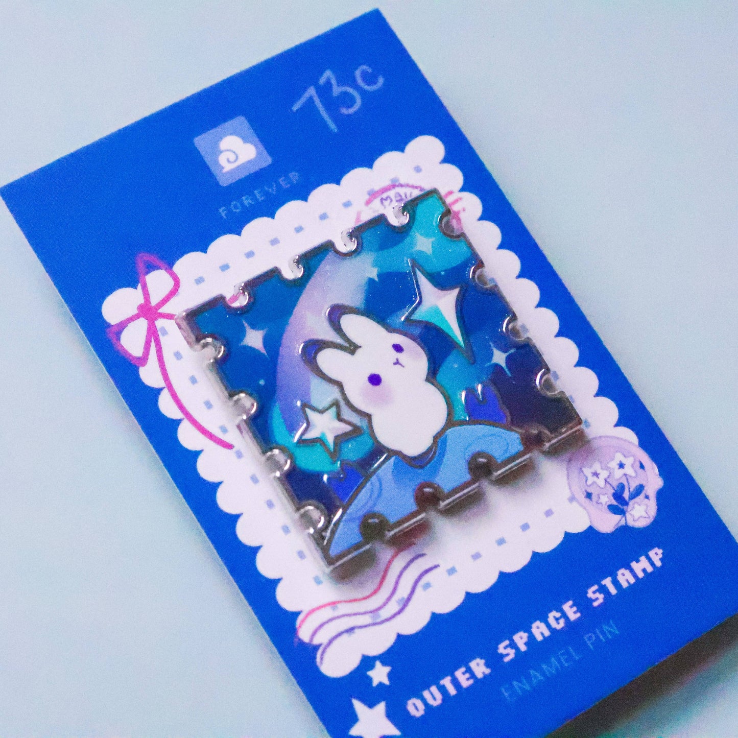 Enamel Pin - Rabbit in Outerspace Stamp
