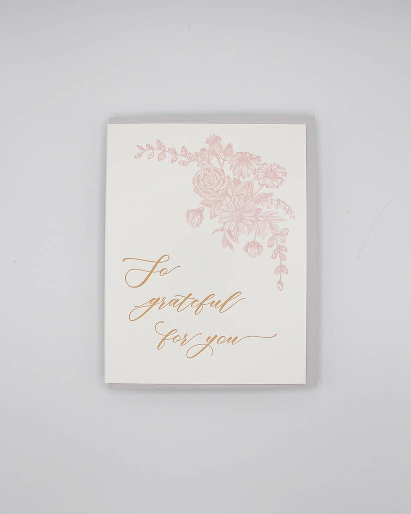 So Grateful For You Letterpress Greeting Card