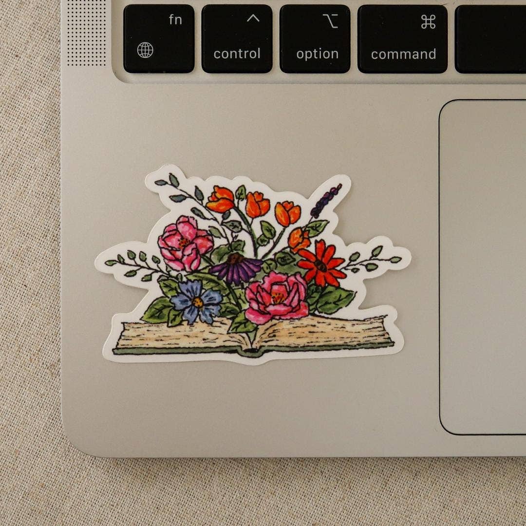 Floral Book Vinyl Sticker