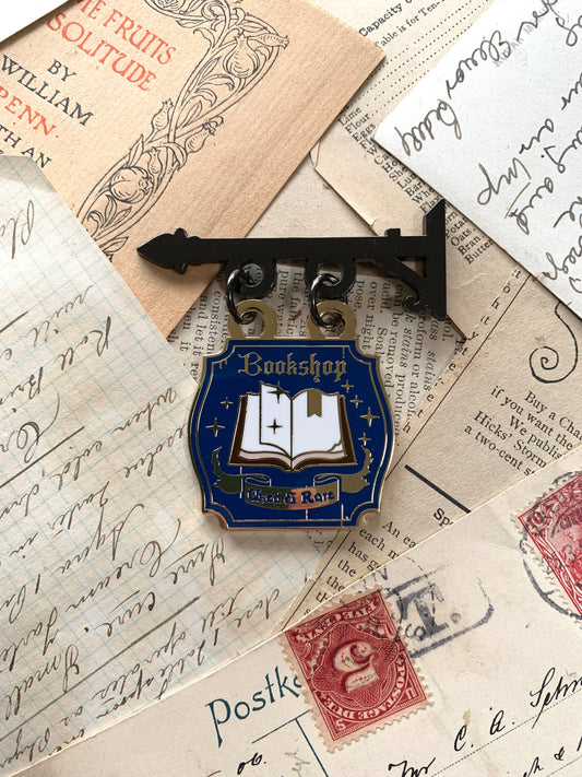 Bookshop shop sign enamel pin