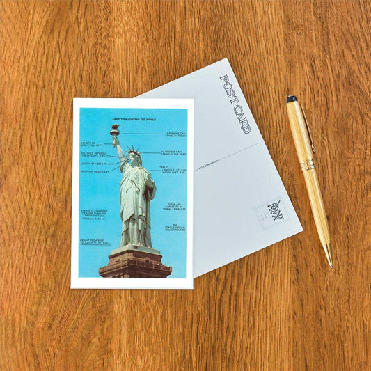 Postcard NY-490 Statue of Liberty with Dimensions, New York