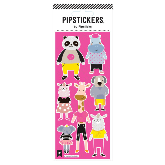 Animal character sticker sheet with panda, bunny, bear, cat, and deer designs