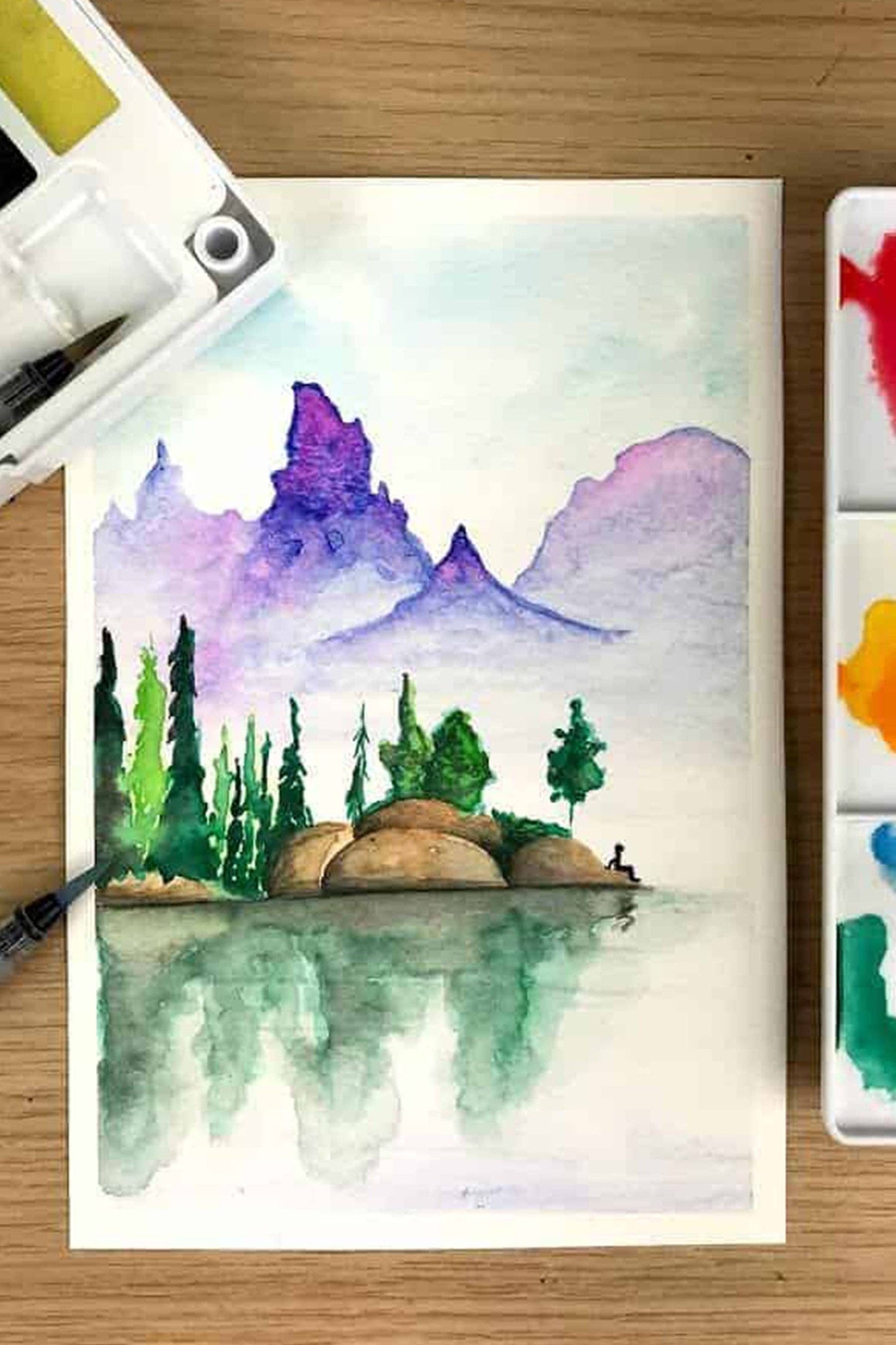 Zieler Premium 24 Half Pan Watercolor Set with Brushes