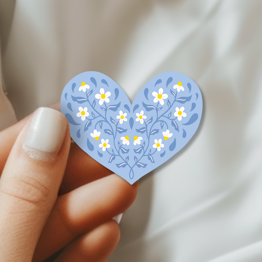 Floral Heart Waterproof Vinyl Sticker | Valentine's Day