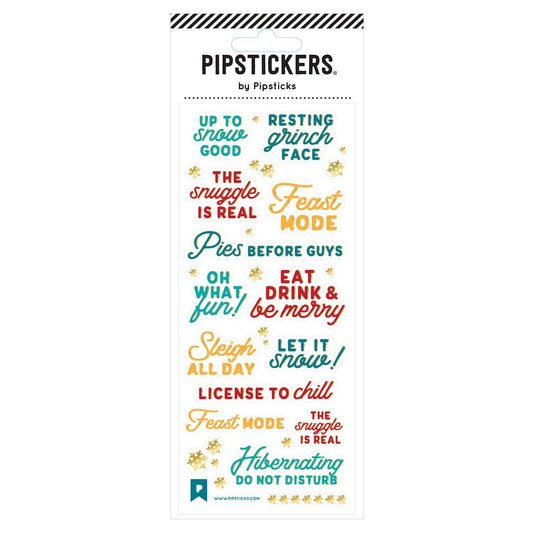 Holiday quote sticker sheet with colorful lettering