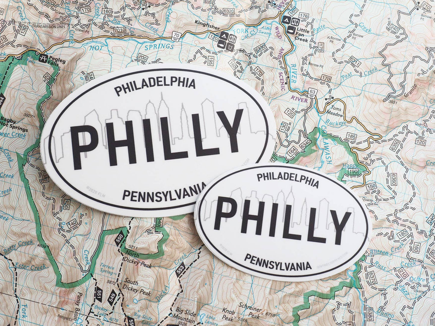 Philadelphia Skyline Philly White Oval Bumper Sticker