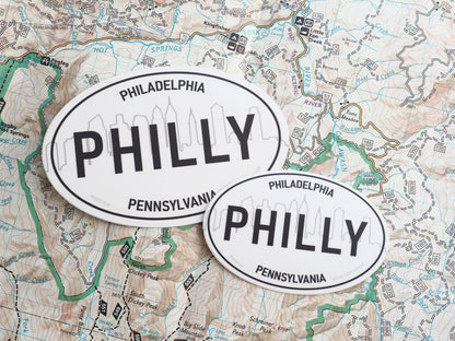 Philadelphia Skyline Philly White Oval Bumper Sticker