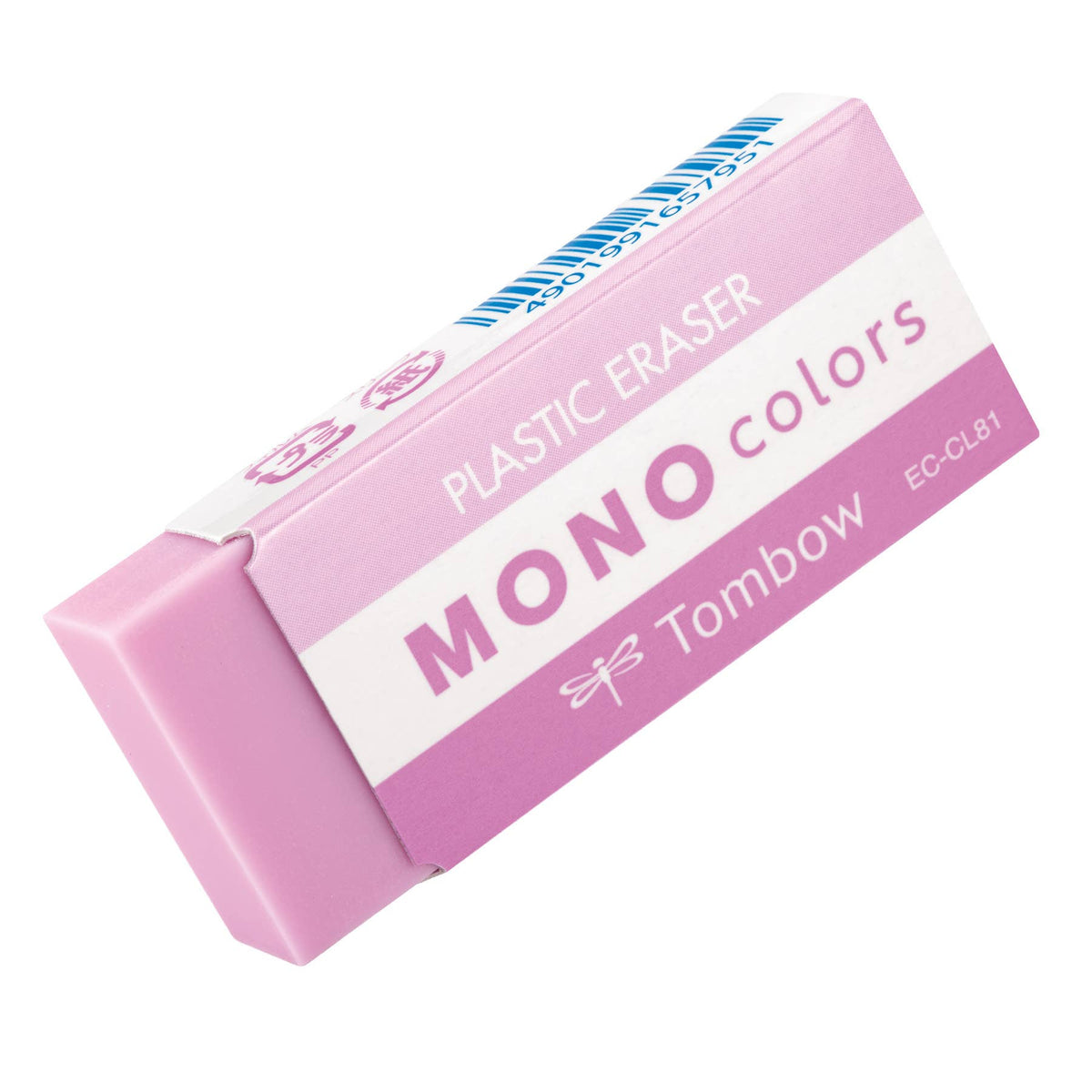 MONO Colors plastic eraser in a pink wrapper
