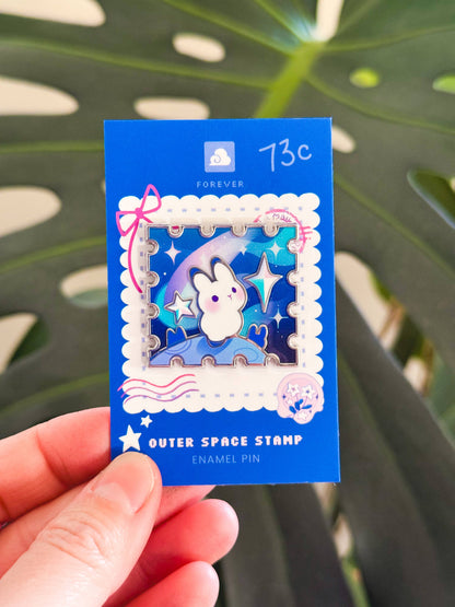 Enamel Pin - Rabbit in Outerspace Stamp