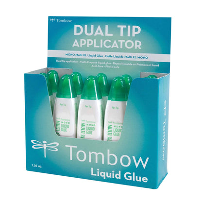 Dual-tip liquid glue box with green applicator bottles