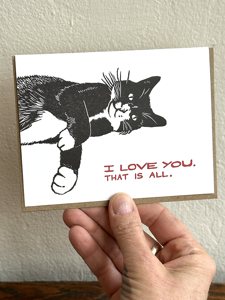 Cat Love You LETTERPRESS CARD