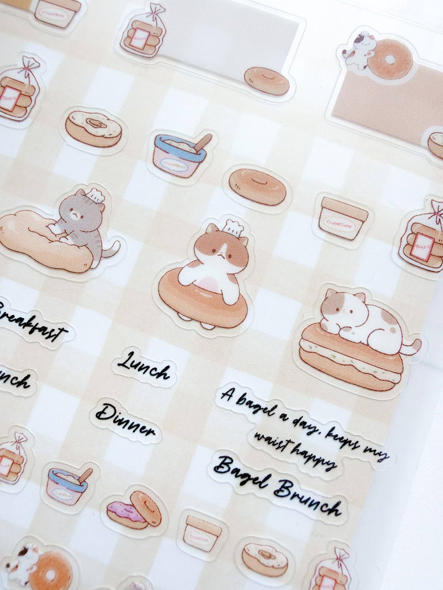 Kuboandlucy Stationery Co | Bagel Cat Clear Sticker Sheet