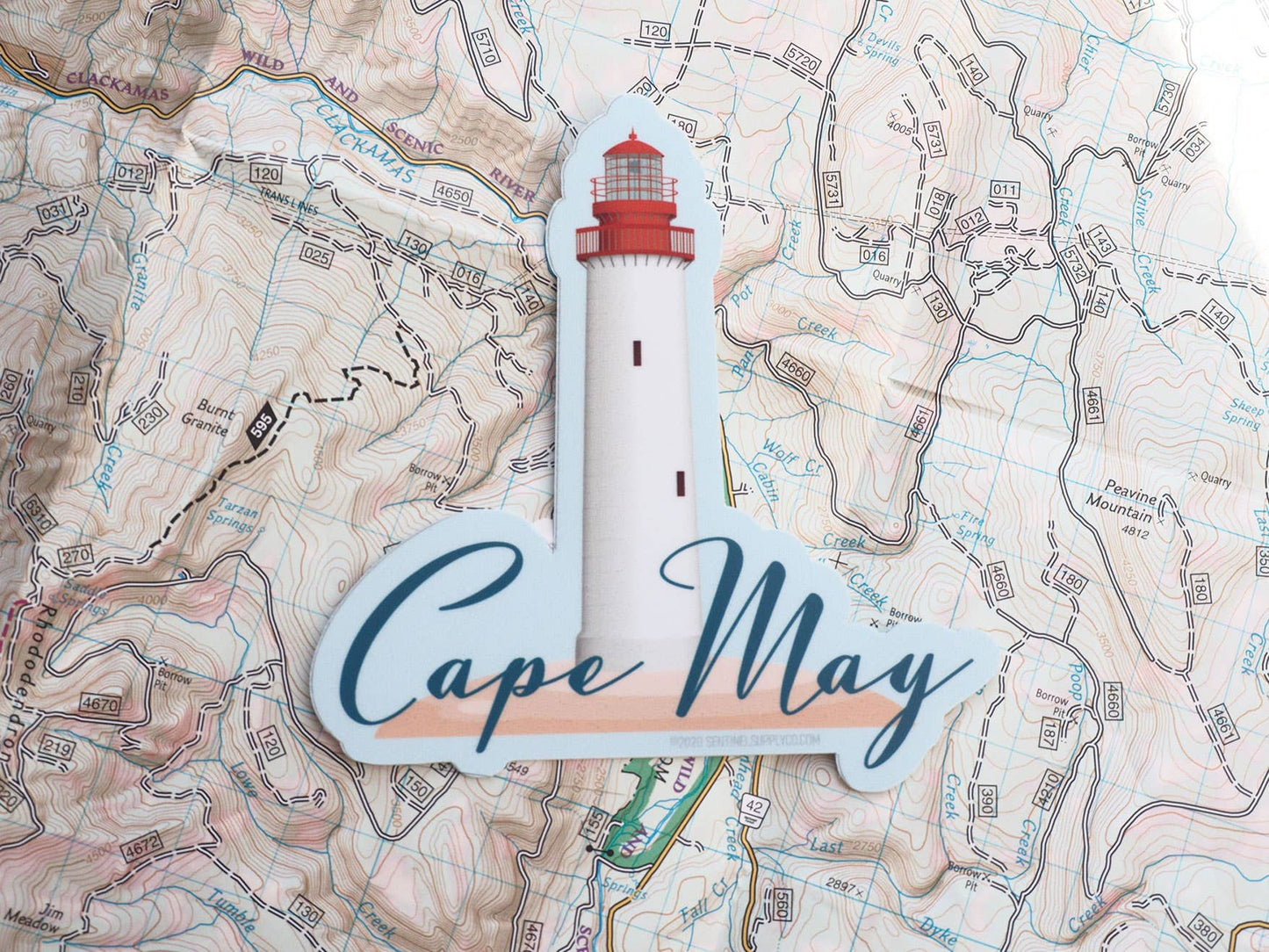 Cape May NJ Sticker with Cape May Lighthouse
