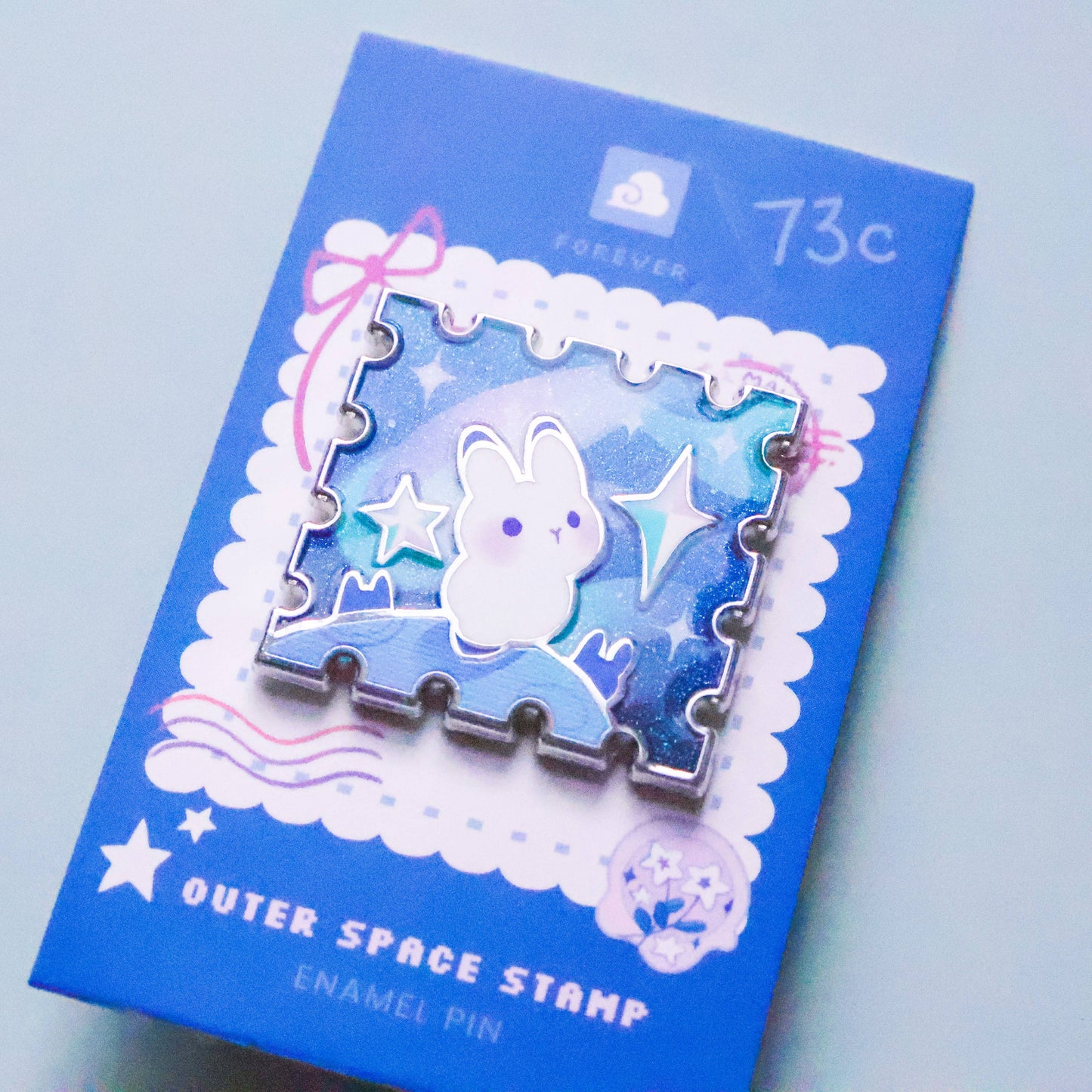 Enamel Pin - Rabbit in Outerspace Stamp