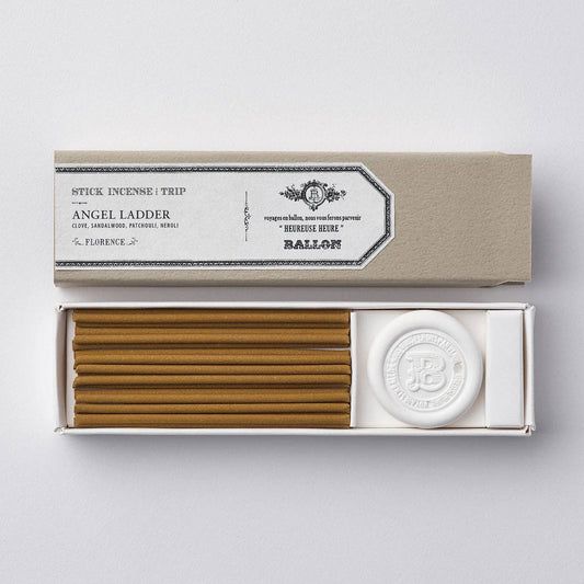 Incense stick gift box with 20 sticks, gold-brown bars and white round holder