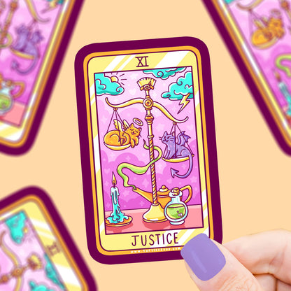 Justice Cat Major Arcana Tarot Card Vinyl Sticker
