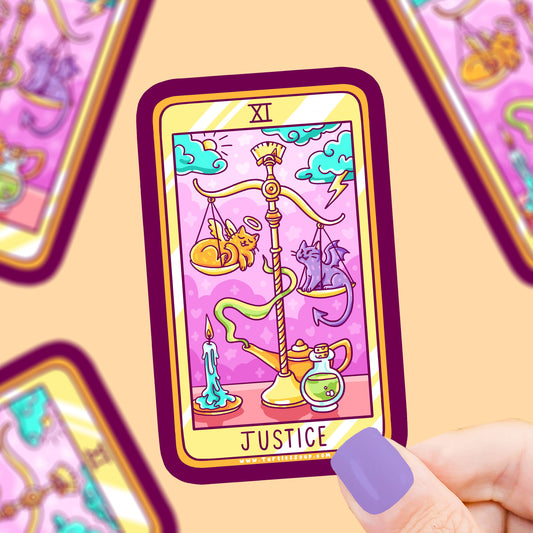 Justice Cat Major Arcana Tarot Card Vinyl Sticker