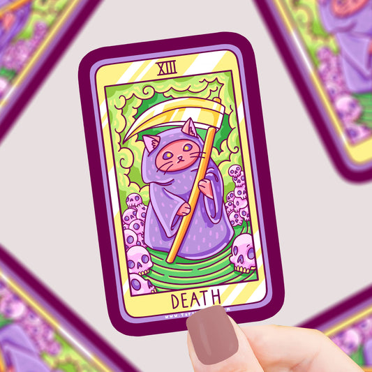 Death Cat Major Arcana Tarot Card Vinyl Sticker