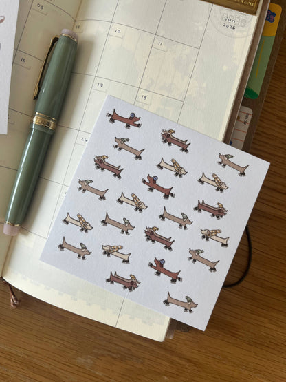 Ice skating dogs washi sticker sheet