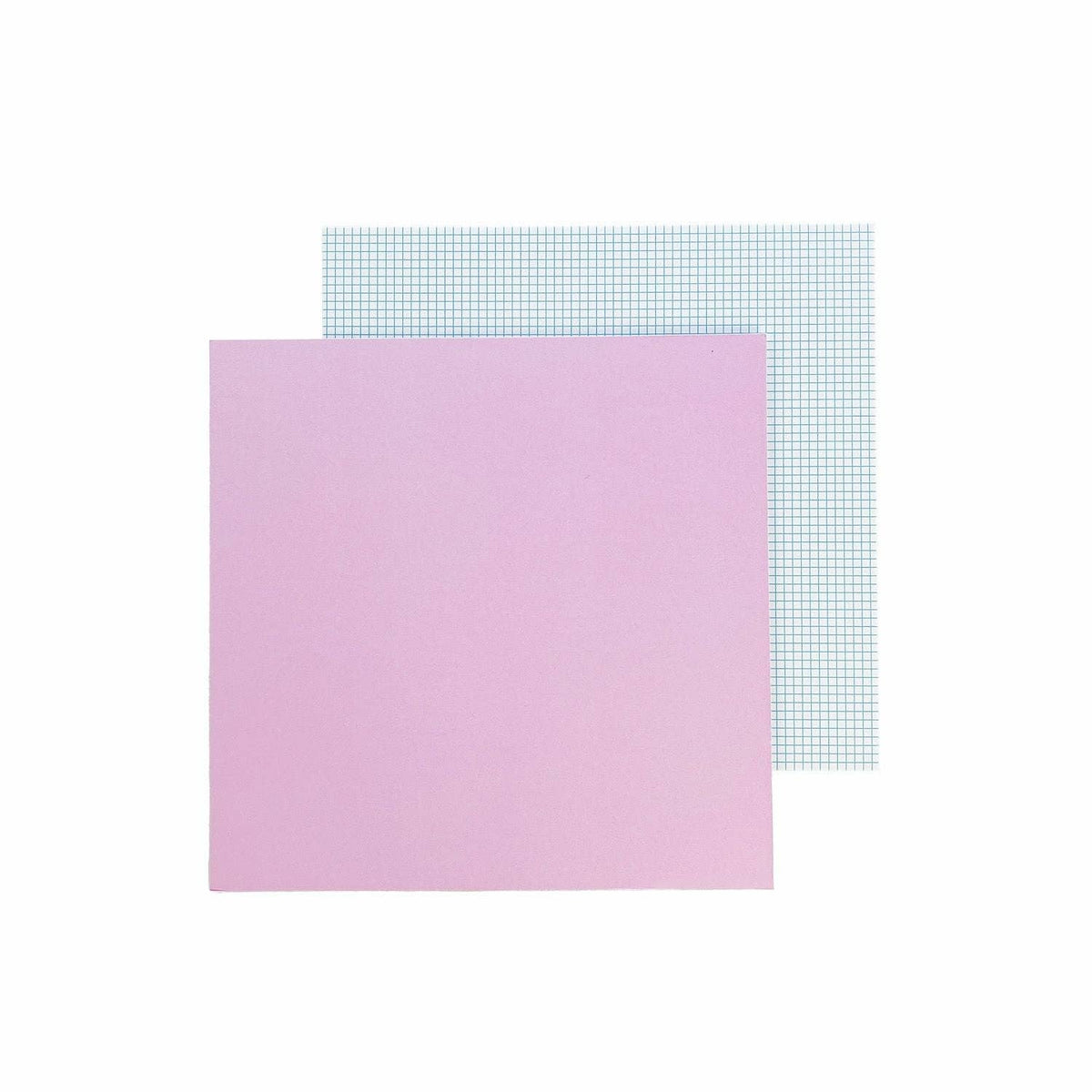 Pink solid paper with blue grid patterned sheet backing
