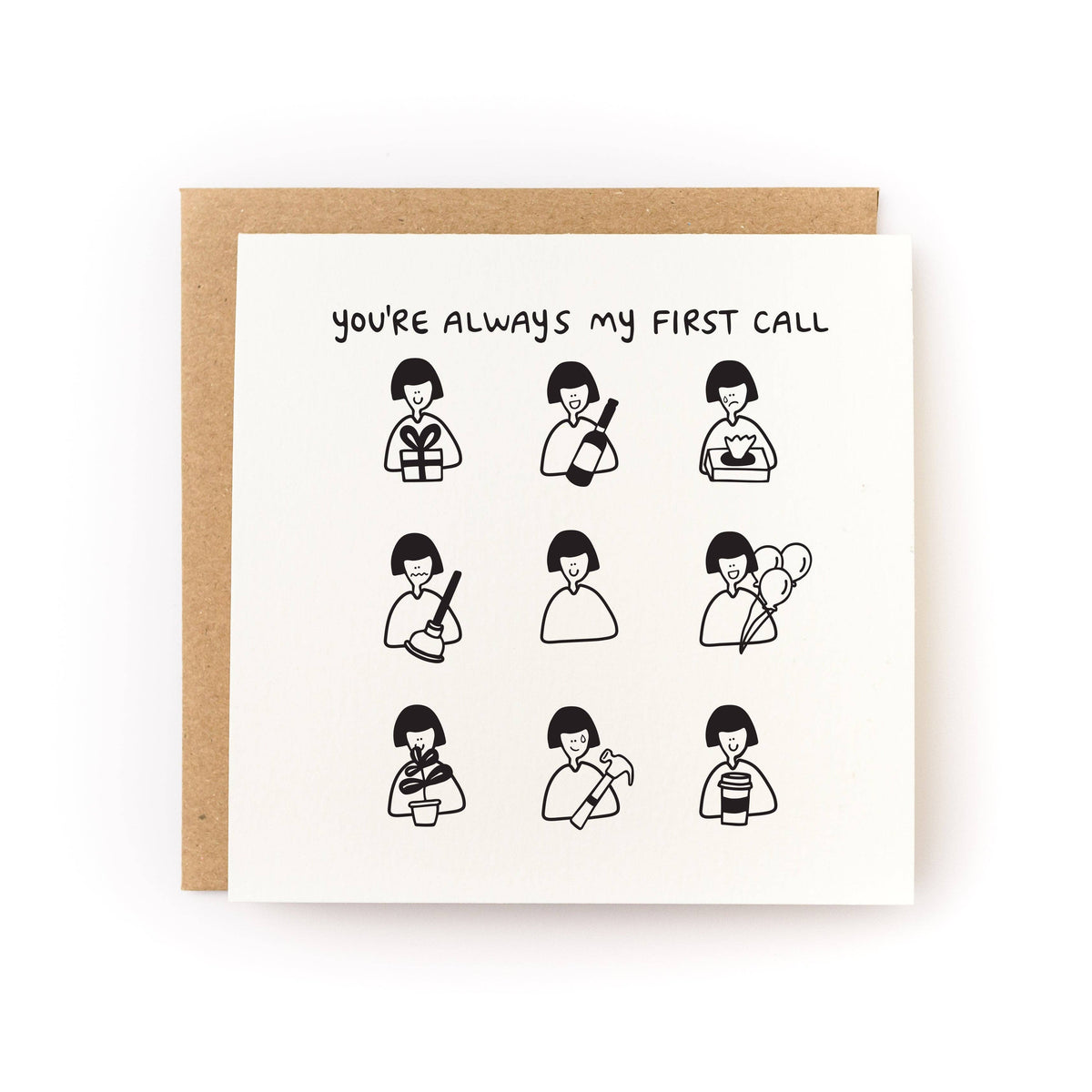 You're My First Call Love & Friendship Card - Letterpress Printed
