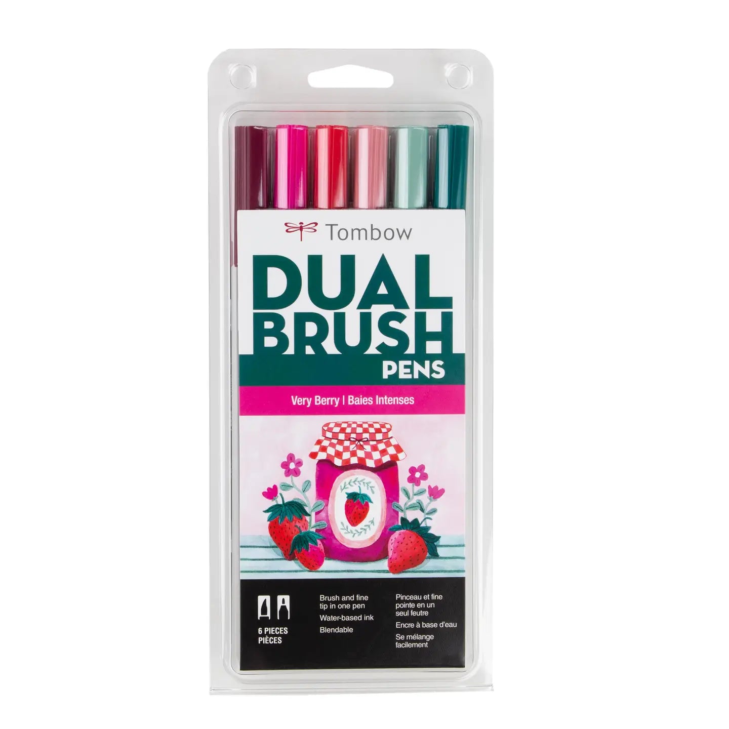 Dual Brush Pen 6-Pack Set (Very Berry)
