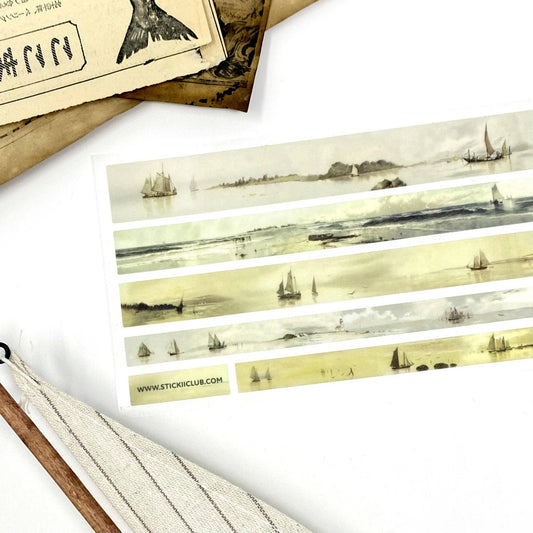 Vintage Sailboat Washi Strips Sticker Sheet