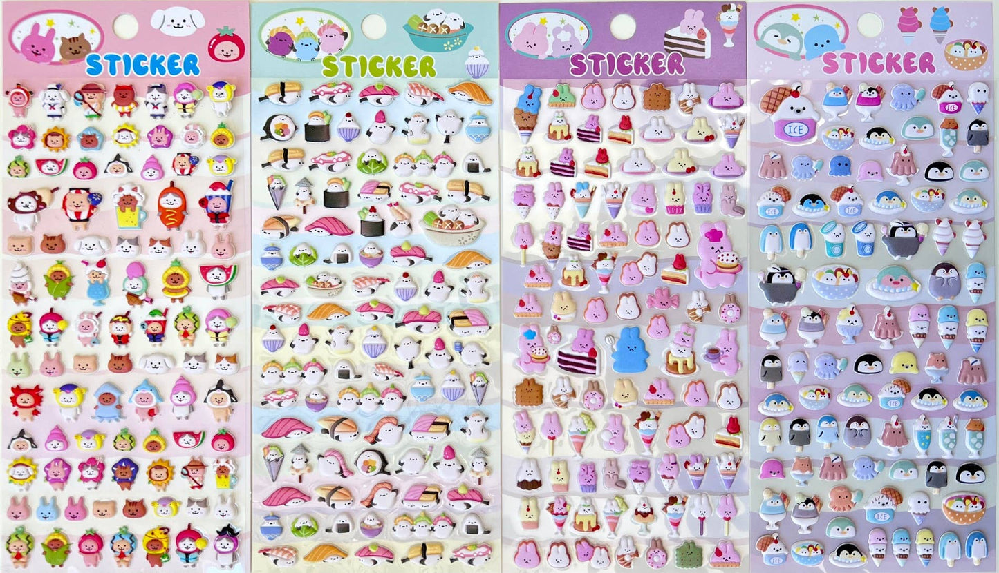 Tiny Animal Puffy Assorted Stickers