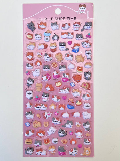 Tiny Animal Food Court Puffy Assorted Stickers