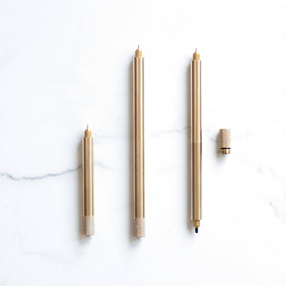 Lumos Brass single-tip metal pen with pointed nib