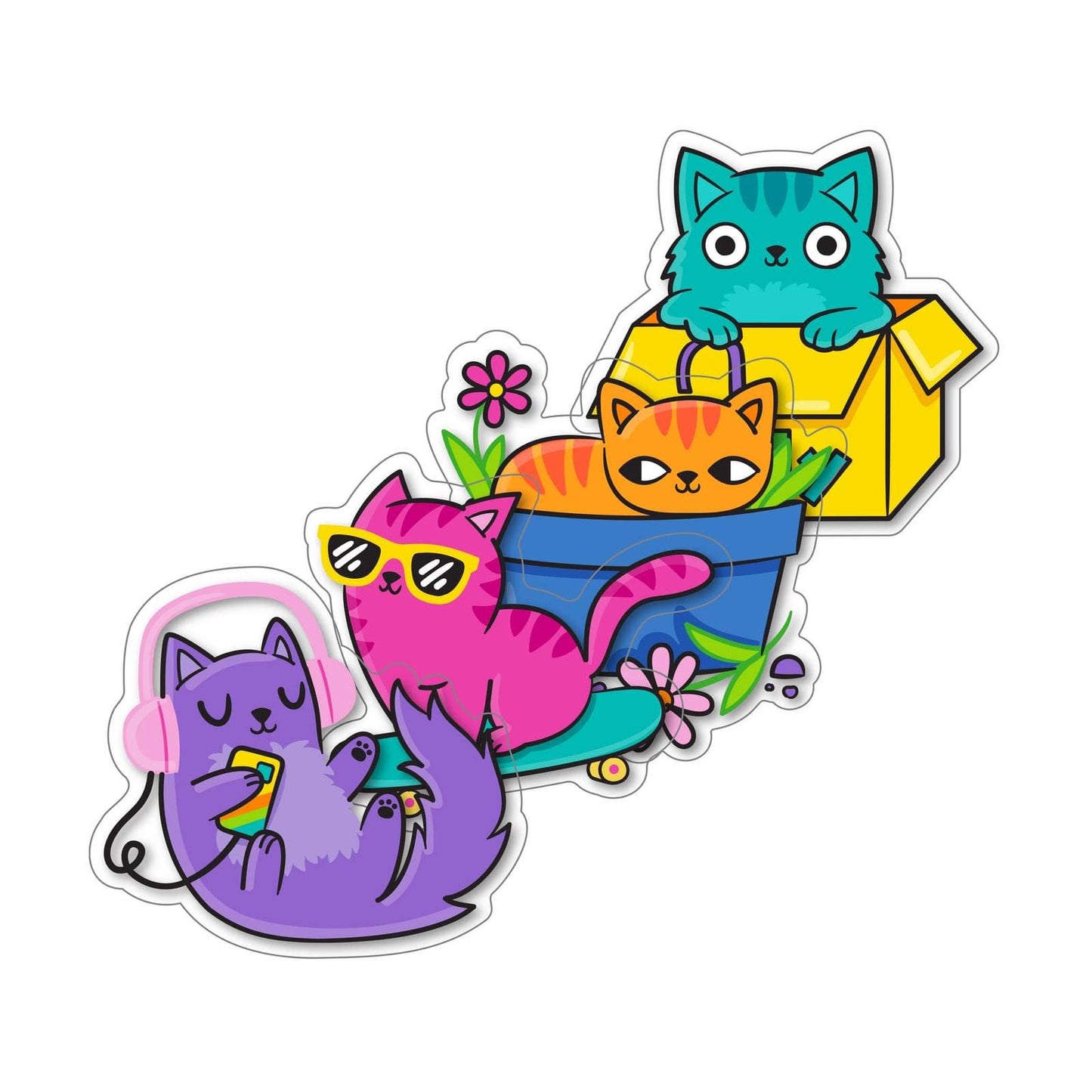 Stickiville: Vinyl Stickers - Silly Kitties (Set of 4)