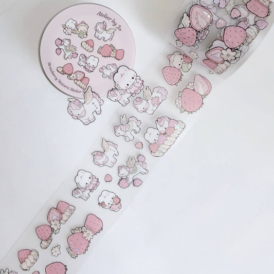 Pink Strawberry and Unicorn Sticker Roll