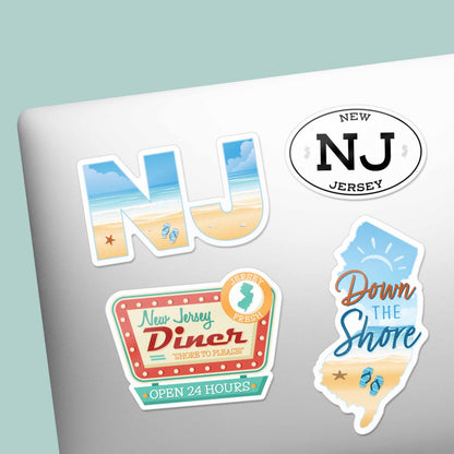 New Jersey Shore Sticker Sheet- Set of 7 NJ Decals