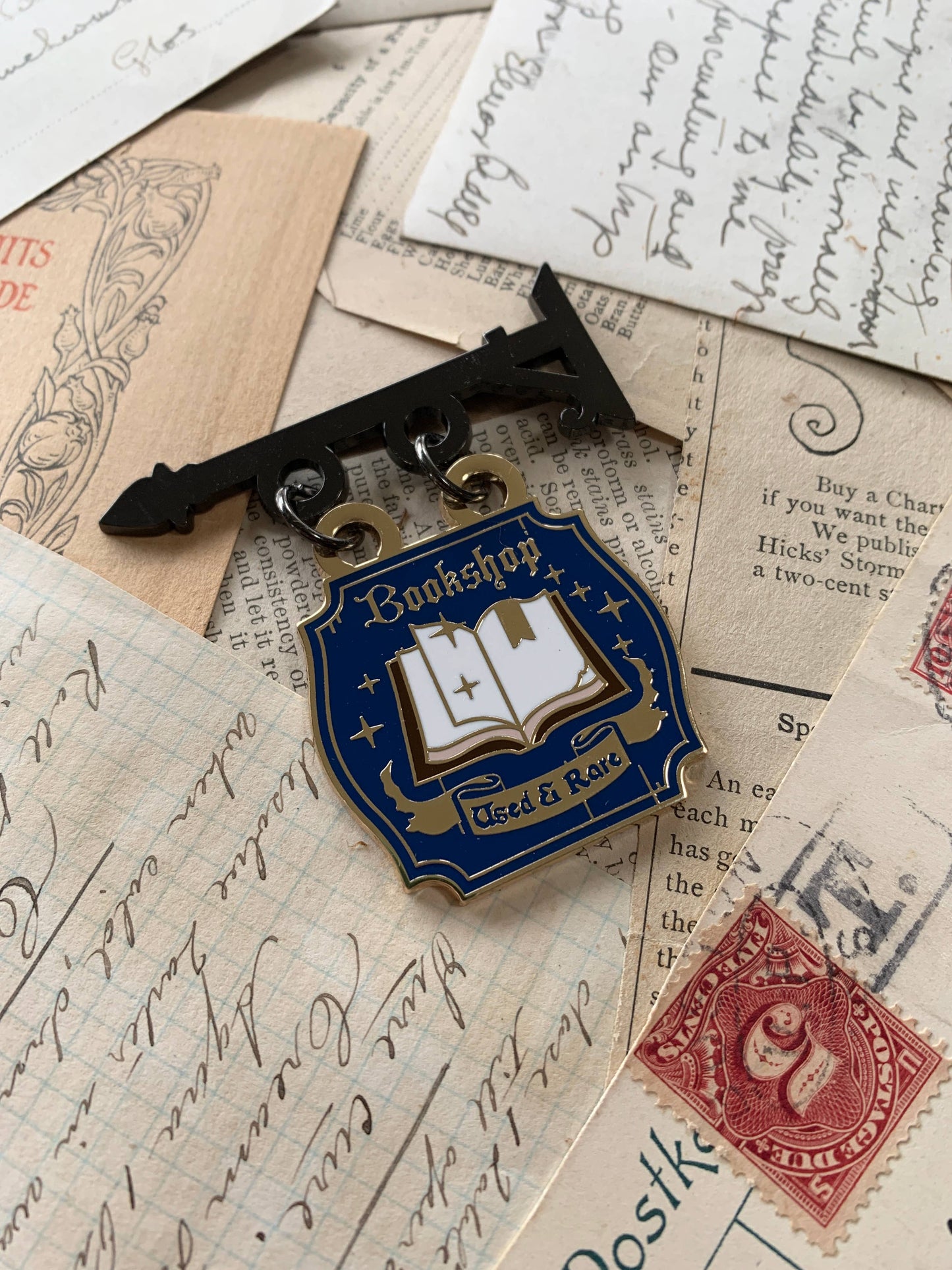 Bookshop shop sign enamel pin