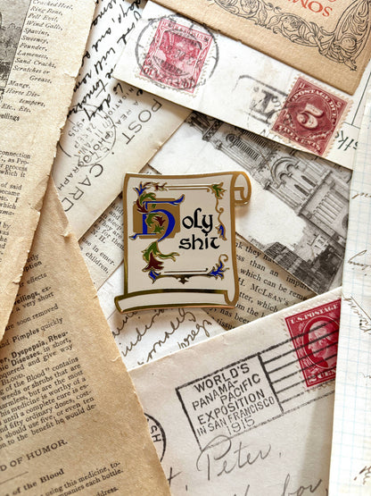 Holy shit enamel pin
