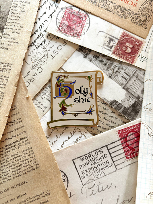 Holy shit enamel pin