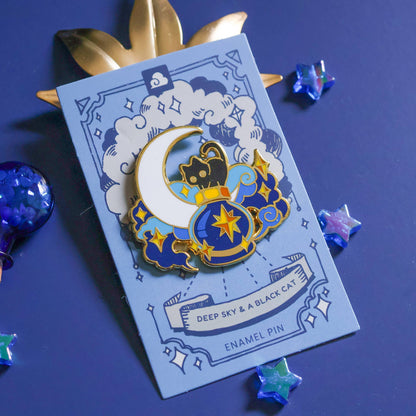 Enamel Pin - Deep Sky and a Black Cat