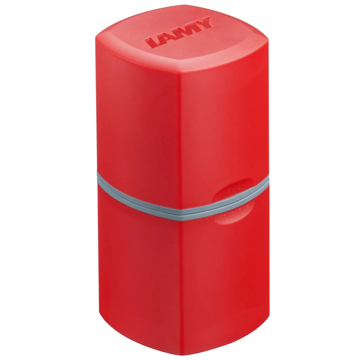 LAMY red pencil sharpener cylinder with gray top and sharpening hole