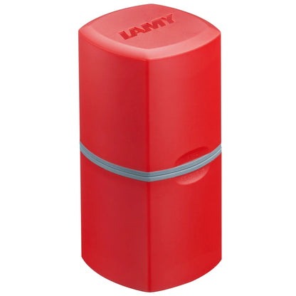LAMY red pencil sharpener cylinder with gray top and sharpening hole