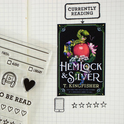 Book Tracker 3"x4" Clear Stamp (Audiobook, Ebook, TBR)
