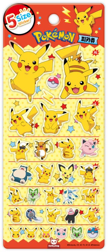 Pokemon 5 Size Sticker Sheet (Official Licensed)