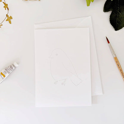 Birds paintable watercolor notecard set
