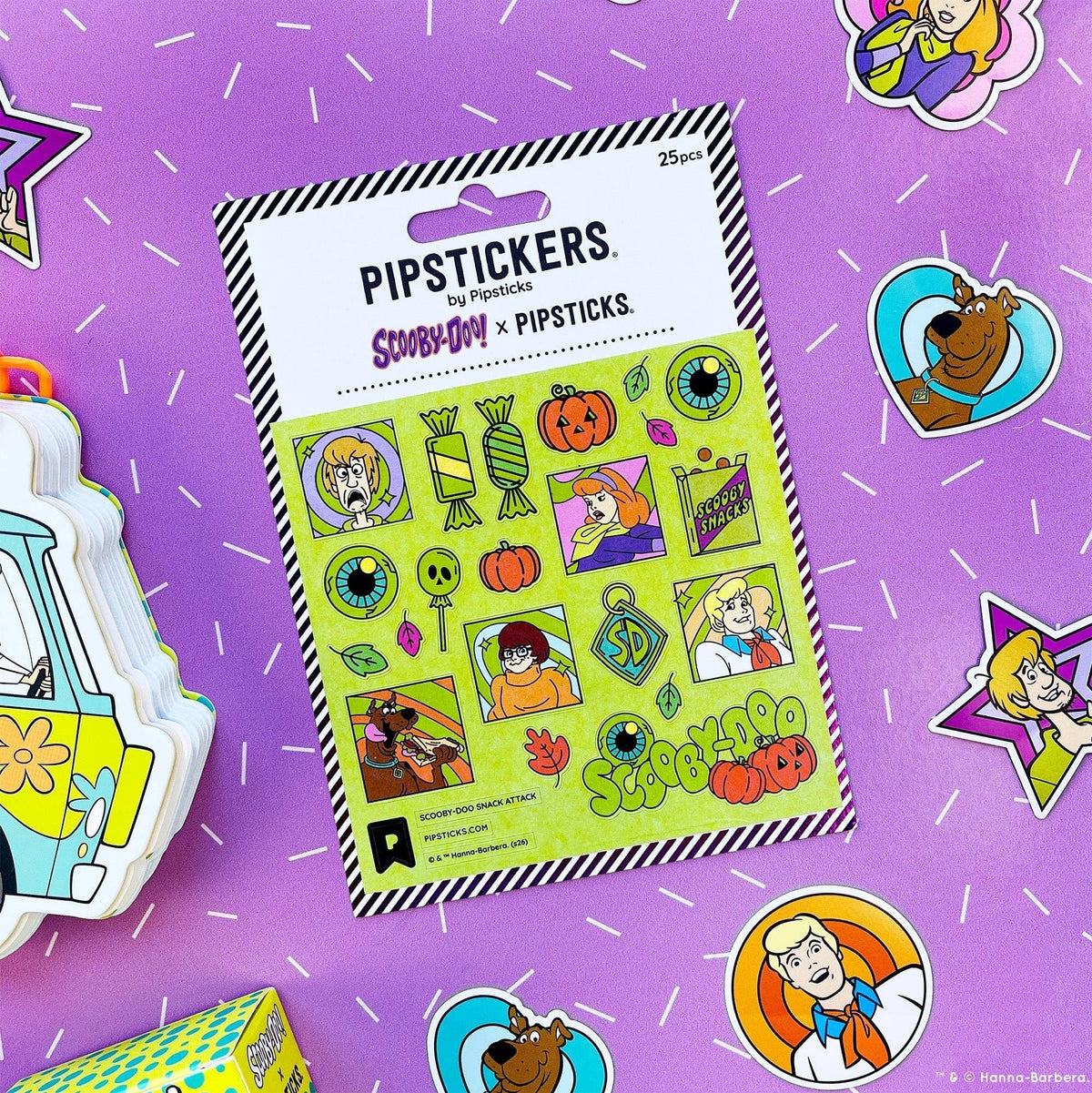 Pipstickers Scooby-Doo glow-in-the-dark sticker pack, angled view