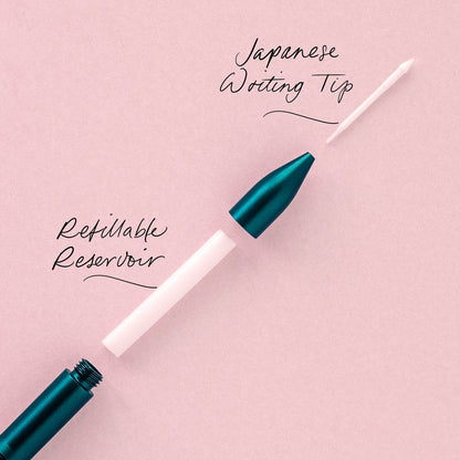 Wren fine writing tip with white nib on teal pen