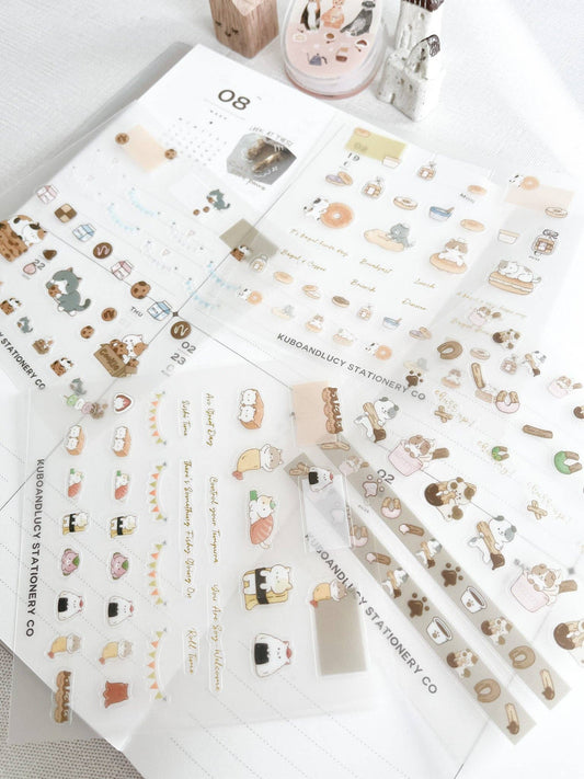 Cute Cats & Dog Clear Sticker Sheet