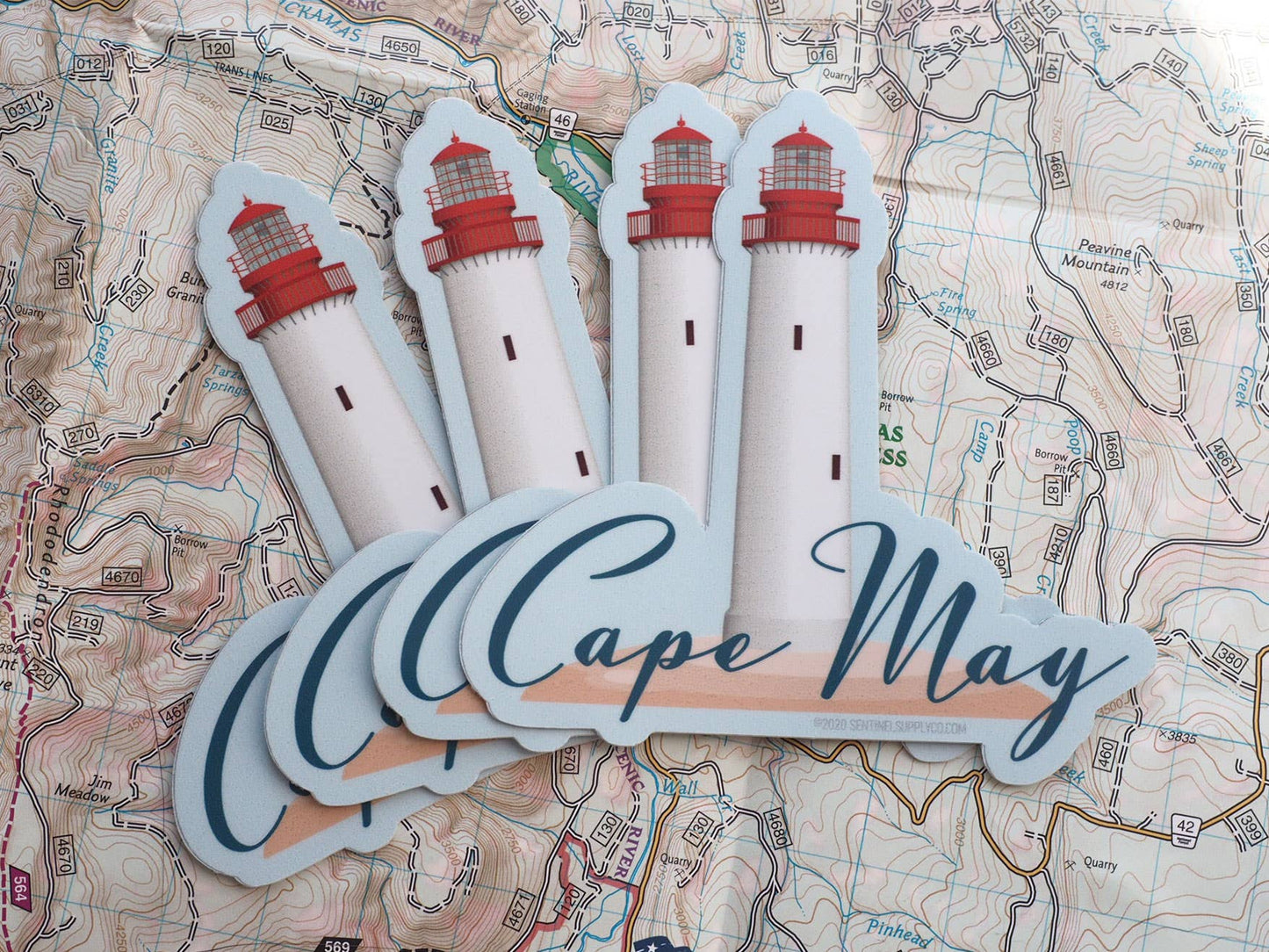 Cape May NJ Sticker with Cape May Lighthouse