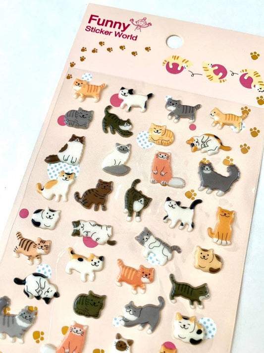 37696 Cat Puffy Stickers